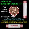 Image 1 : Shotgun Lincoln 1c roll, 1961-d 50 pcs Bank 50c Wrapper.