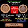 Mixed small cents 1c orig shotgun roll, 1919-s Lincoln Cent, 1898 Indian Cent other end, Brinks Wrap