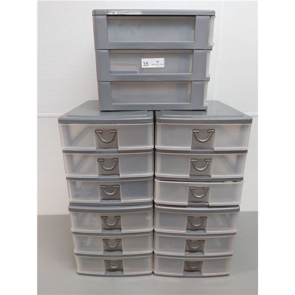 5 Plastic - 3 Drawer Storage Units 10 1/2 Wide x 14 Deep X 11 High