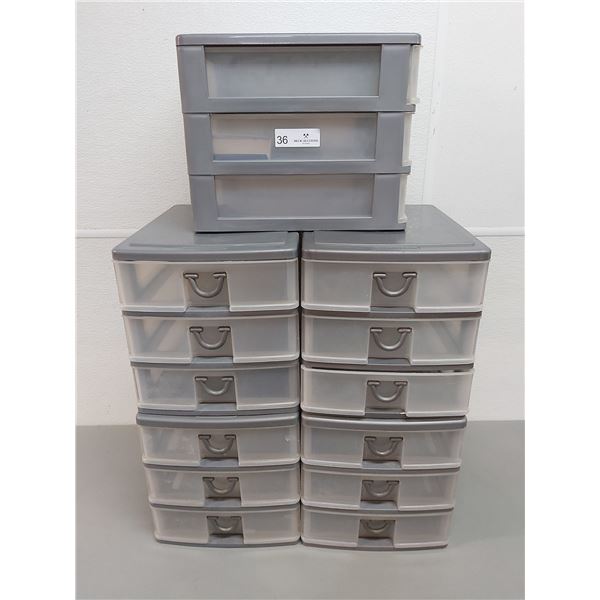 5 Plastic - 3 Drawer Storage Units 10 1/2 Wide x 14 Deep X 11 High