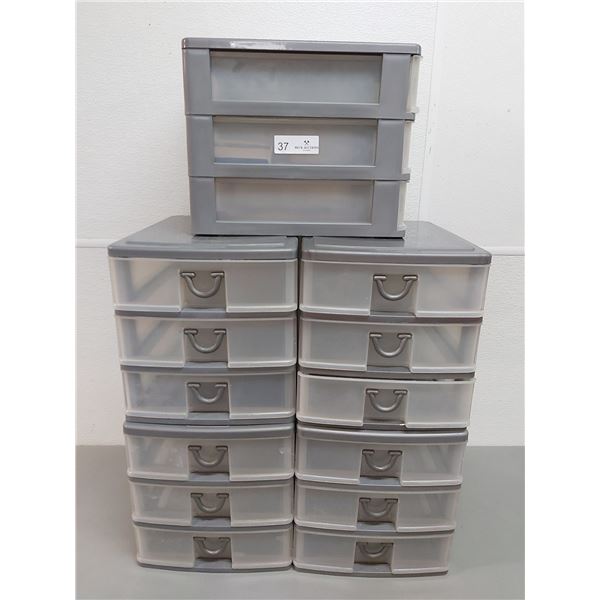 5 Plastic - 3 Drawer Storage Units 10 1/2 Wide x 14 Deep X 11 High