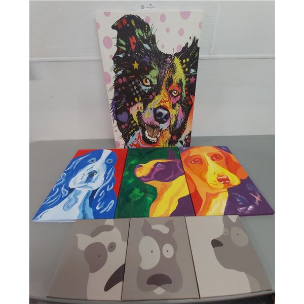 7 Canvas Dog Pictures - Various Sizes
