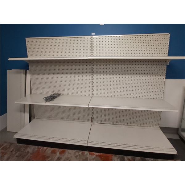 Gondola Shelving Unit - 8 Feet Wide x 1 Foot Deep x 6 Feet High, & 8 Shelves & 50 Hooks