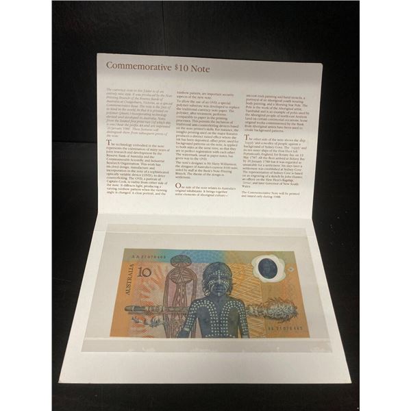 1988 Australia $10 BICENTENNIAL COMMEMORATIVE  POLYMER PLASTIC Note W Original Folder