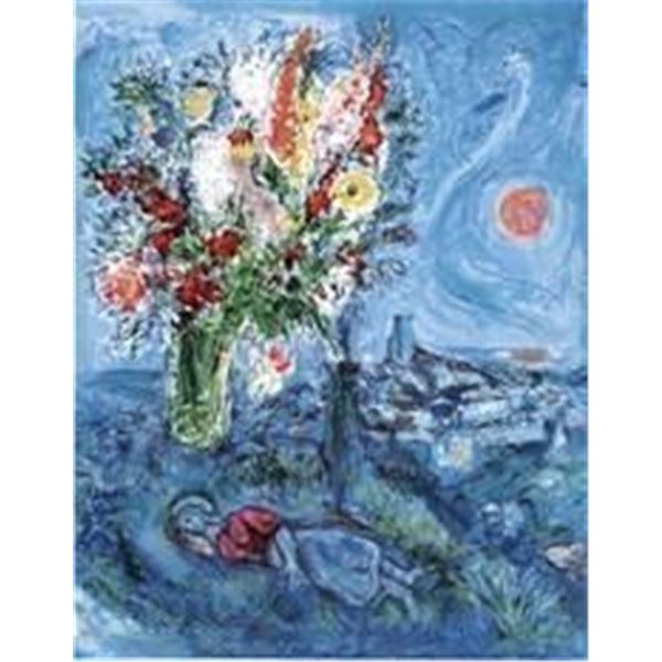 Chagall 'La Domeuse Aux Fleurs" Ltd Edition Plate Signed Lithograph W/COA, 32"x24"