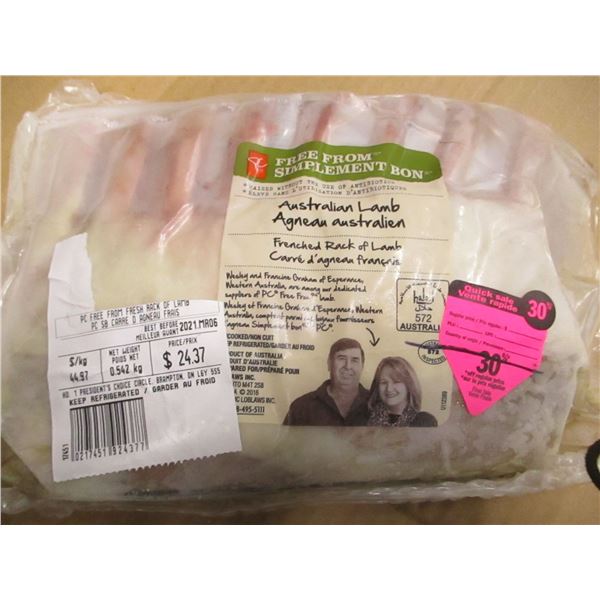 SHELF PULLS (AS IS):  RACK OF LAMB (APPROX. $24.37)