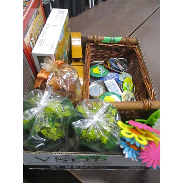 BOX C/W BUTTONS, CRAFT SUPPLIES, ETC