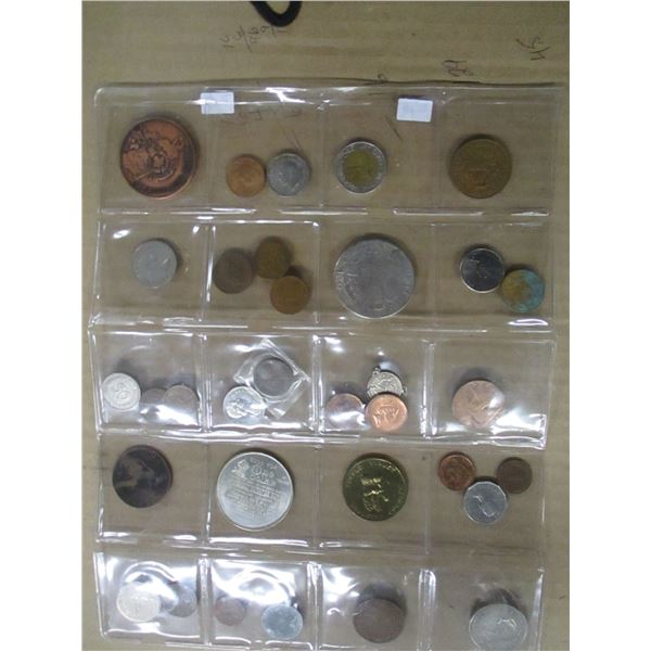 STOCK SHEET OF WORLD COLLECTION OF OVER 20 COINS