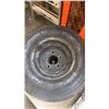 Image 3 : SMALL TRAILER TIRE 20.5X8-10 ON 5 BOLT RIM, HITCH AND HANDSAWS