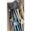 Image 9 : BOX OF GARDEN TOOLS AND TOWER FAN