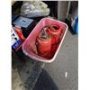 Image 1 : COCA COLA ROLLING BIN WITH 2 PUMP SPRAYERS ONE NEEDS TOP