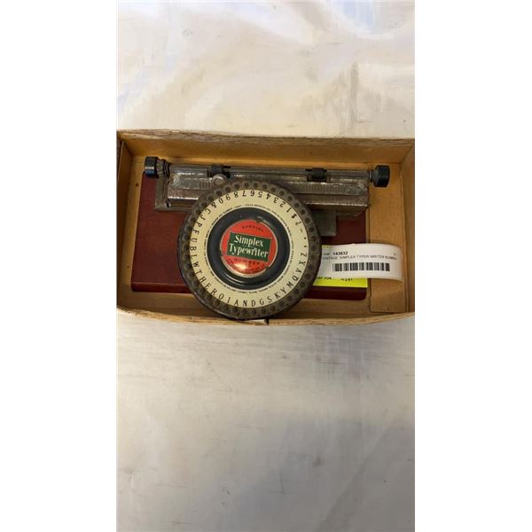 VINTAGE 'SIMPLEX TYPER WRITER NUMBER 150' - NEW YORK USA
