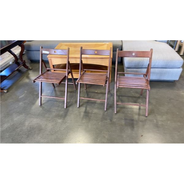 3 WOODEN FOLDING PATIO CHAIRS