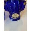 Image 9 : FIGURE LIQUOR BOTTLE WITH BLUE GLASS CANNISTER, ANIMAL STATUE AND CROCK