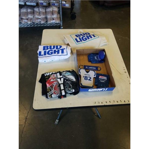 LOT OF BUD LIGHT SHIRT AND COLLECTIBLES