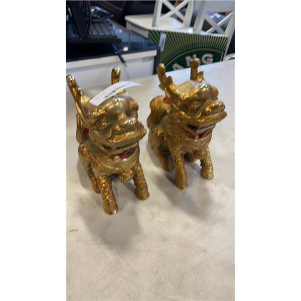 PAIR OF BRASS FOO DOGS