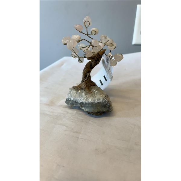 5 INCH ROSE QUARTZ CRYSTAL BONSAI TREE - RETAIL $249