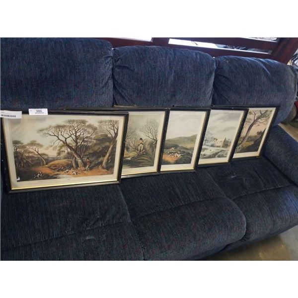 5 VINTAGE HUNTING SCENES