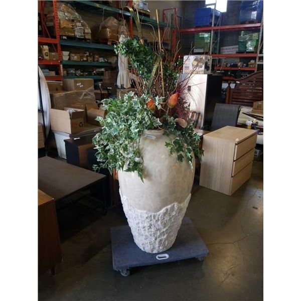 42" TALL VASE WITH ARTICIAL PLANTS