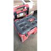 Image 2 : MILWAUKEE PACKOUT TOOL CARRIER WITH 2 RIDGID DRILLS AND BATTERIES NO CHARGER NO WHEELS
