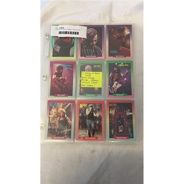 7 PAGES OF ROCK CARDS - PINK FLOYD, AC/DC, POISON, MOTLEY CRUE ETC