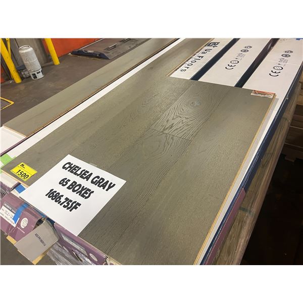 UA FLOORING CHELSEA GREY ENGINEERED FLOORING 65 BOXES (25.95SQ. FT. EACH) TOTAL 1686.75 SQ.FT.
