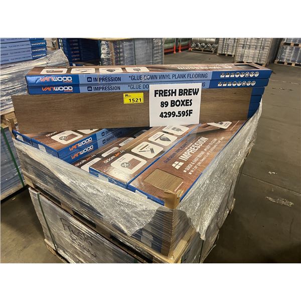 IMPRESSION GLUE DOWN VINYL PLANK FLOORING IN FRESH BREW 89 BOXES (48.31 SQ. FT. EACH) TOTAL