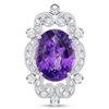 Image 1 : 10.65ct Oval Purple Amethyst & Diamond Ring