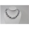 Image 1 : 16-17mm Tahitian Silver Grey Long Baroque Necklace with Gold Clasp