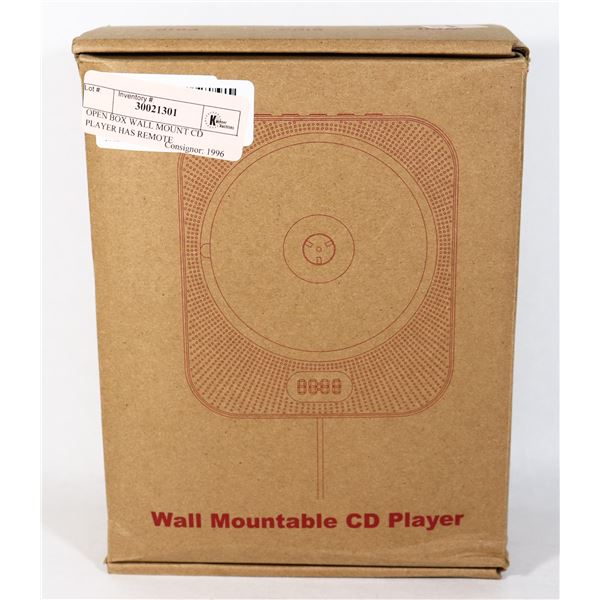 OPEN BOX WALL MOUNT CD PLAYER HAS REMOTE