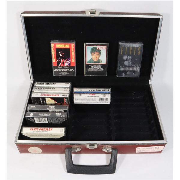 CASE WITH ASSORTED ELVIS PRESLEY CASSETTE TAPES