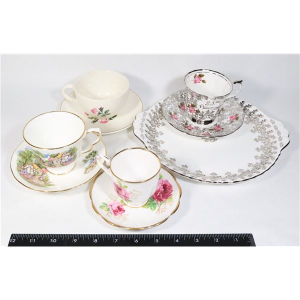 LOT OF 4 TEACUPS AND 4 MATCHING SAUCERS