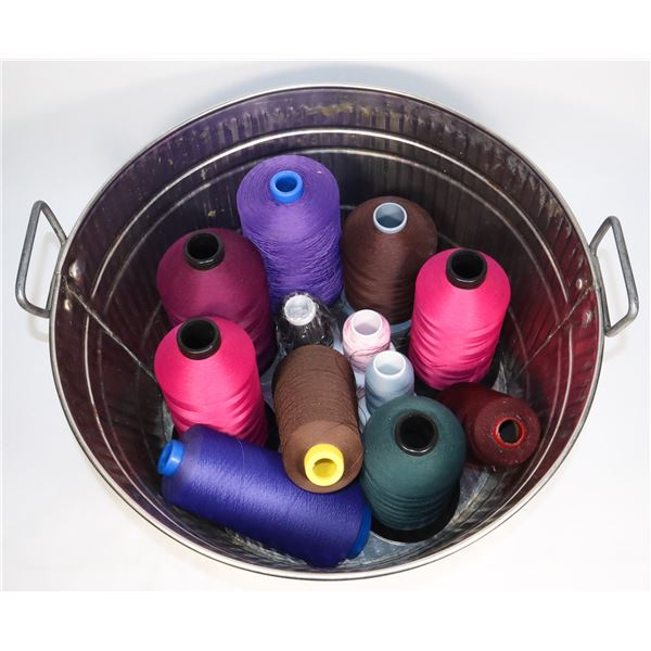 METAL BUCKET FULL OF THREAD