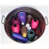 METAL BUCKET FULL OF THREAD