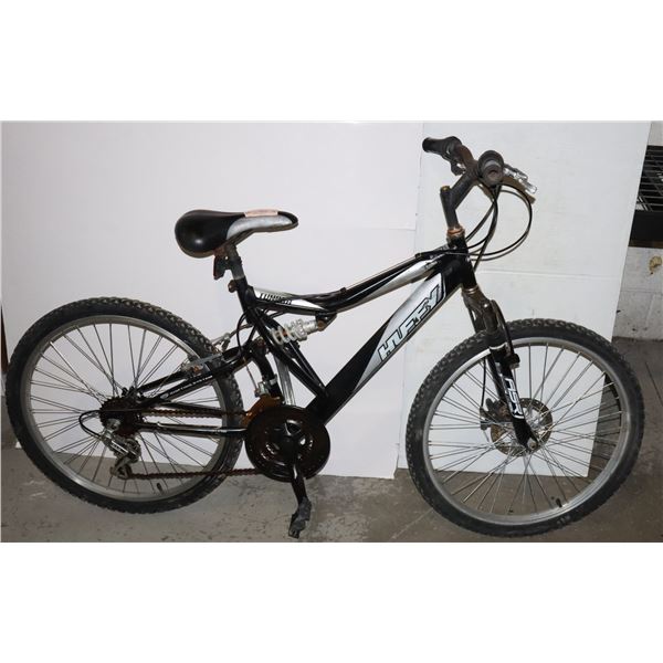 ADULT HUFFY BICYCLE, FRONT BRAKES ARE DISC, DUAL SUSPENSION