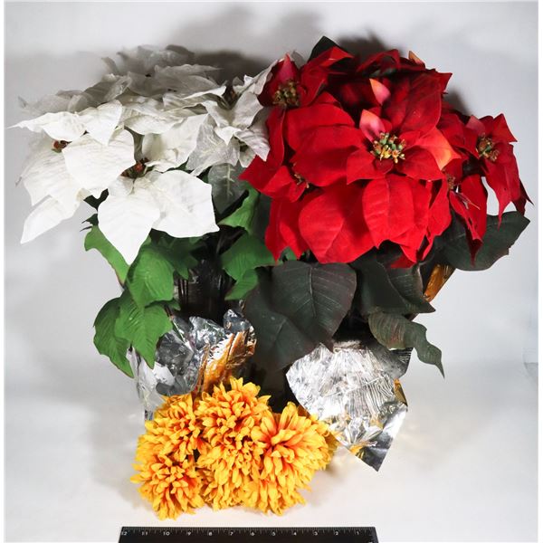 BOX OF ARTIFICIAL FLOWERS