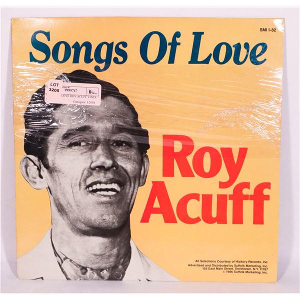 SONGS OF LOVE ROY ACUFF VINYL RECORD