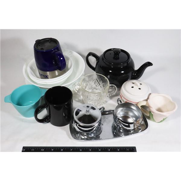 LARGE LOT OF ASSORTED GLASSWARE, FINE CHINA, AND MORE