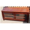 ESTATE TV STAND, ONE HINGE NEEDS REPAIRS ON GLASS