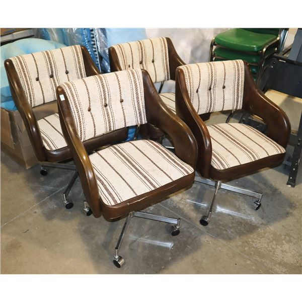 SET OF 4 VINTAGE ROLLING BASE CHAIRS
