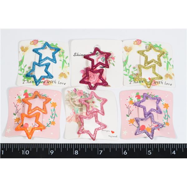 6 NEW STAR SHAPED SNAP CLIPS