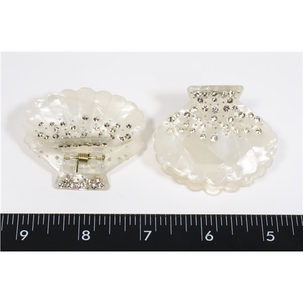 2 NEW RHINESTONE SEA SHELL CLAW CLIP HAIR CLIPS