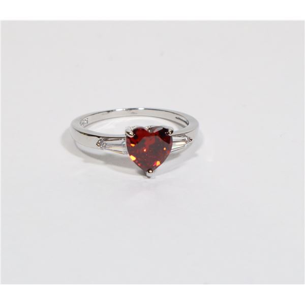 NEW SIZE 7 RED HEART RHINESTONE WITH CLEAR