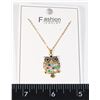 NEW RHINESTONE OWL PENDANT WITH STAINLESS STEEL
