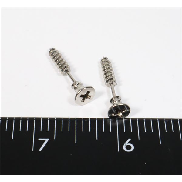 NEW SILVER TONE SCREW STUD EARRING