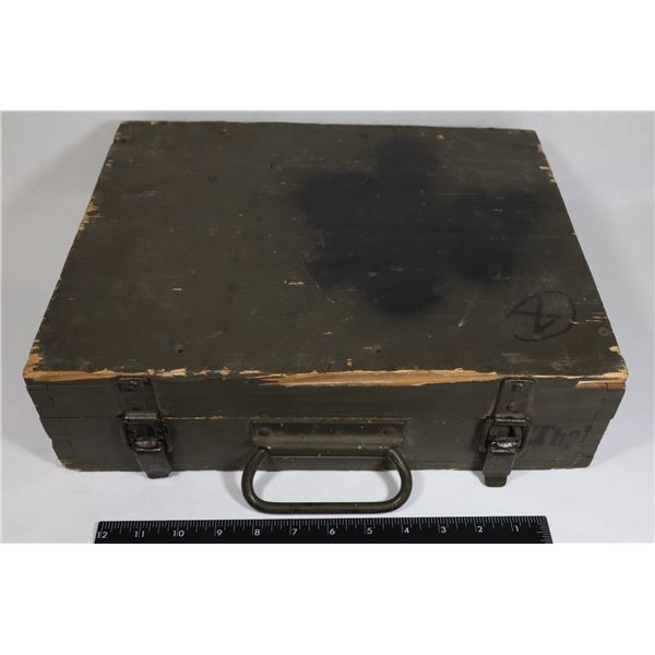 #347 VINTAGE WOOD AMMUNITION CRATE MILITARY