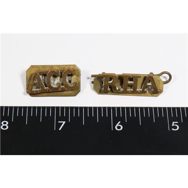 #427 PAIR OF SMALL SIZE SHOULDER TITLES MILITARY