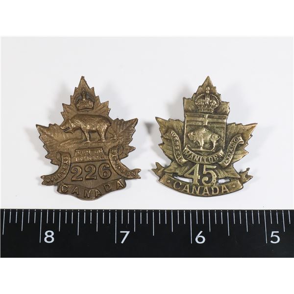 #435 WW1 CANADIAN 45 CEF MANITOBA + 226 CEF MEN OF