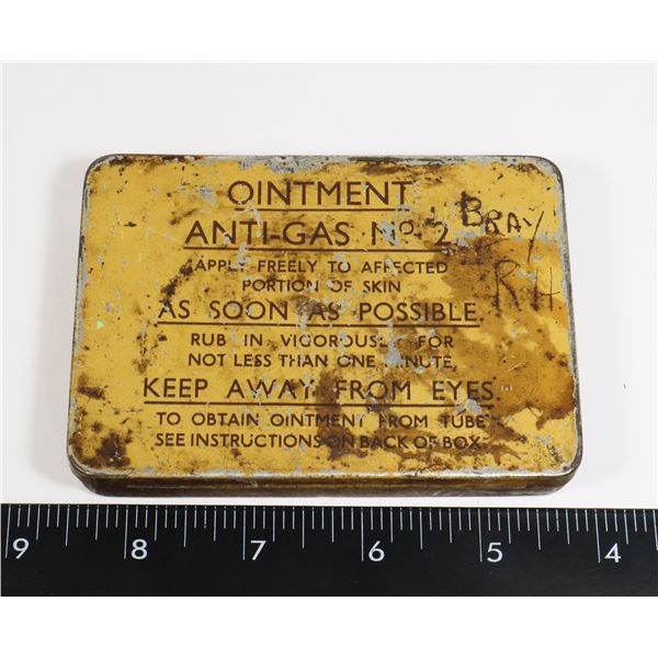 #440 WW2 CANADIAN WORN ANTI-GAS OINTMENT TIN KIT