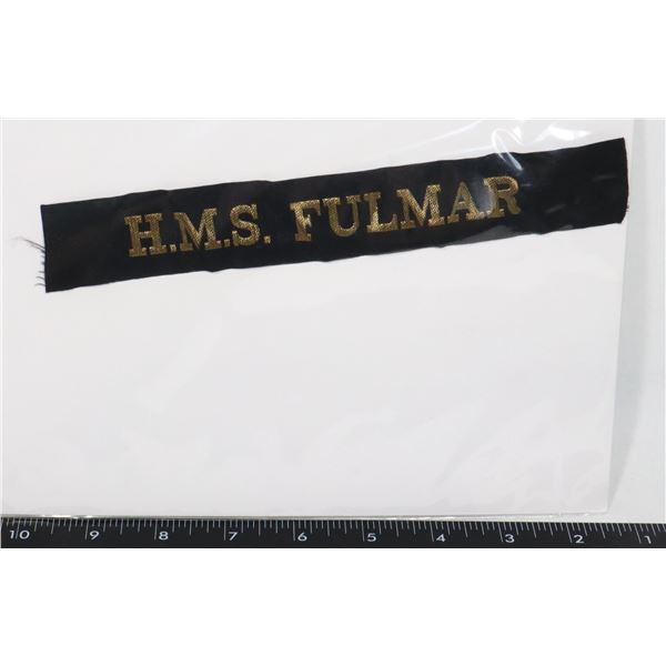 #447 ROYAL BRITISH NAVY CAP TALLY HMS FULMAR